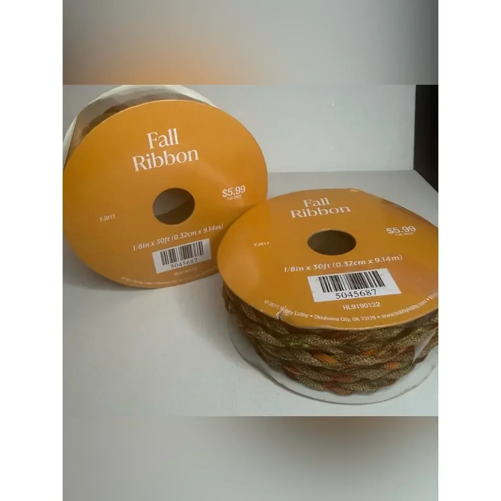 Hobby Lobby Fall Ribbon Garland in Orange, Brown, Green and Burgundy